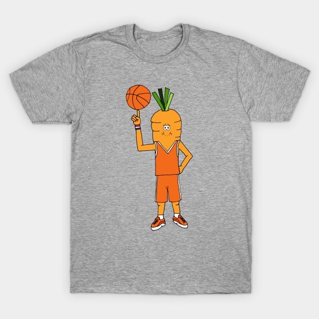 Funny Basketball Player Carrot Character T-Shirt by HotHibiscus